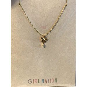 Girl Nation Enamel Child Necklace 14K Gold Plated Pretty Dainty Butterfly A44